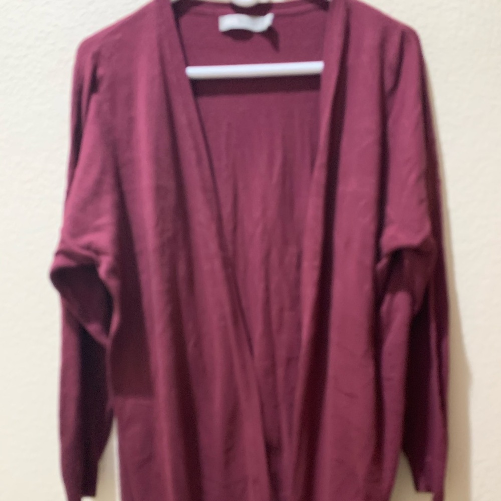 Burgundy plus cardigan from ASOS with stars on elbows